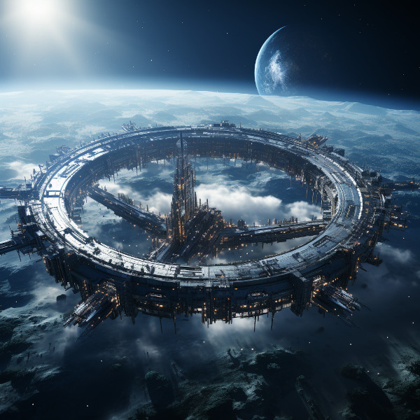 Image of a small spacestation in low orbit